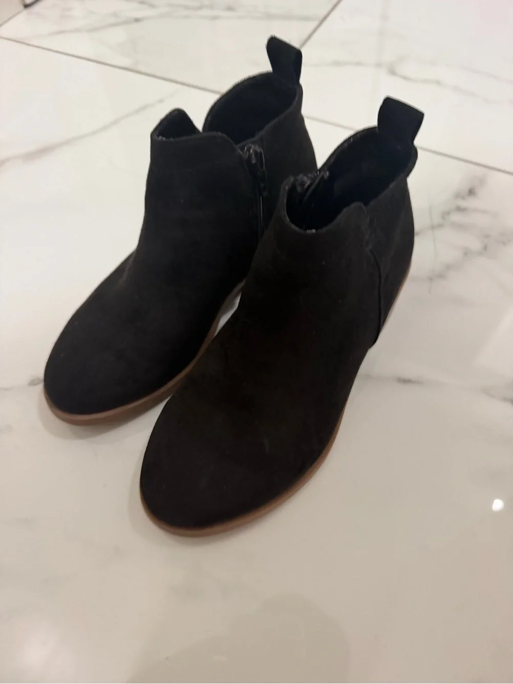 wonder nation Black Suede Ankle Booties with Side Zip